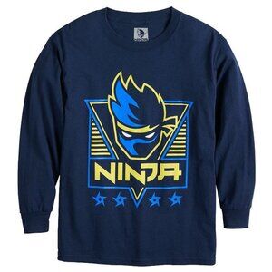 Ninja Boys Navy Blue Long Sleeve Video Game T- Shirt, Size XL, NWT